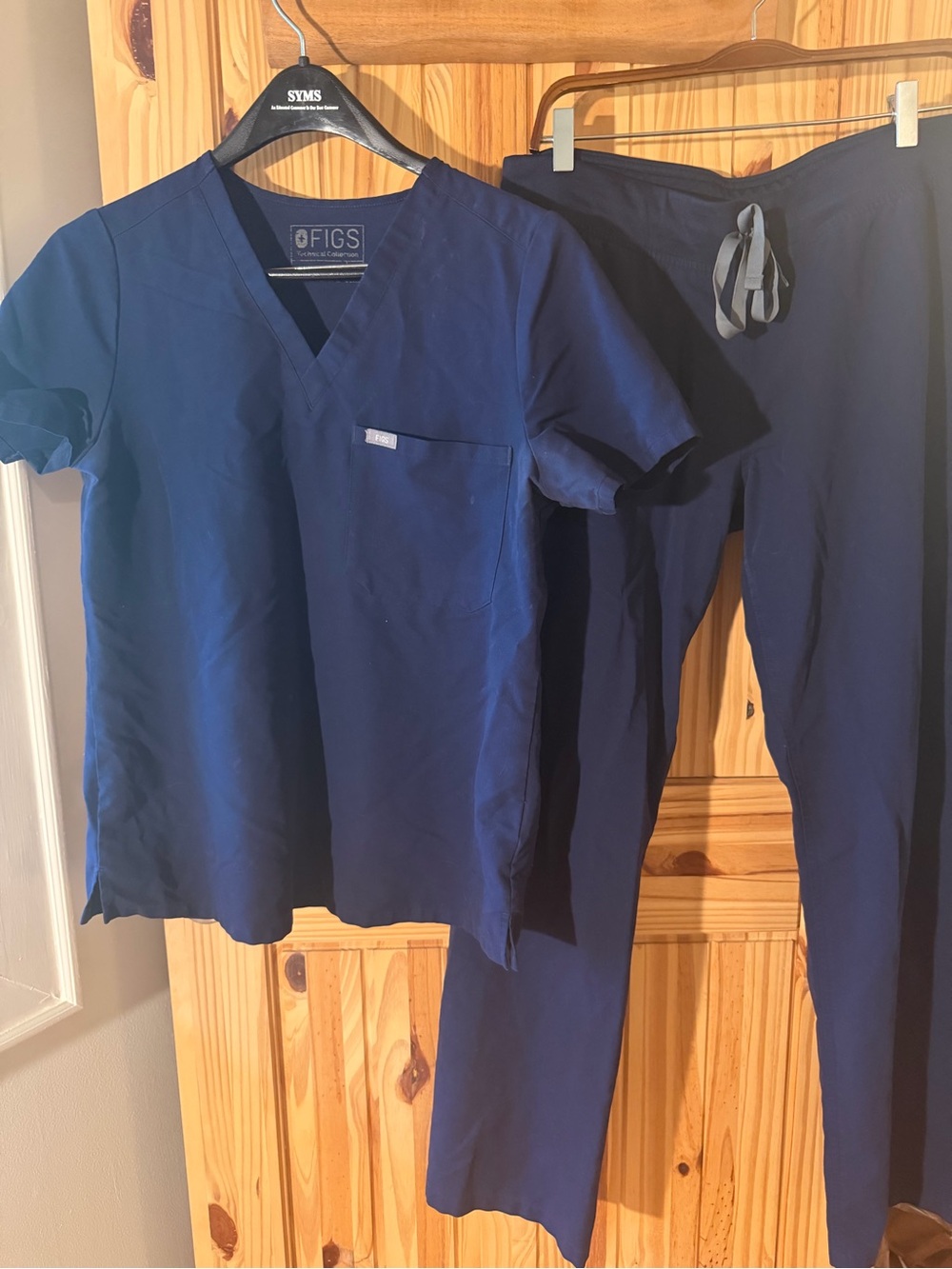 Figs Navy Blue Short Sleeve Scrub Top and Pants Set